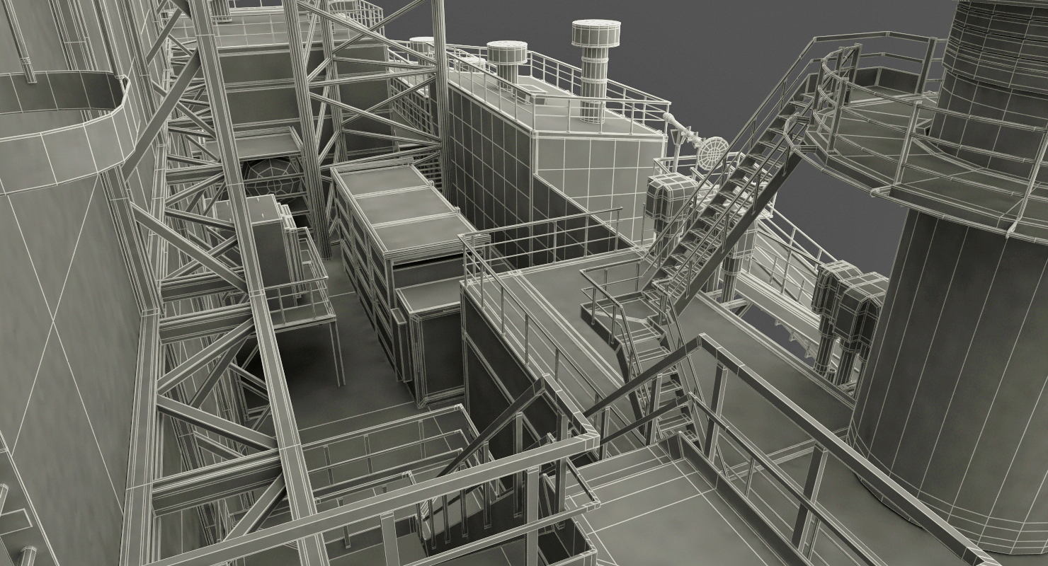 Semi Submersible Drilling Rig 3D model