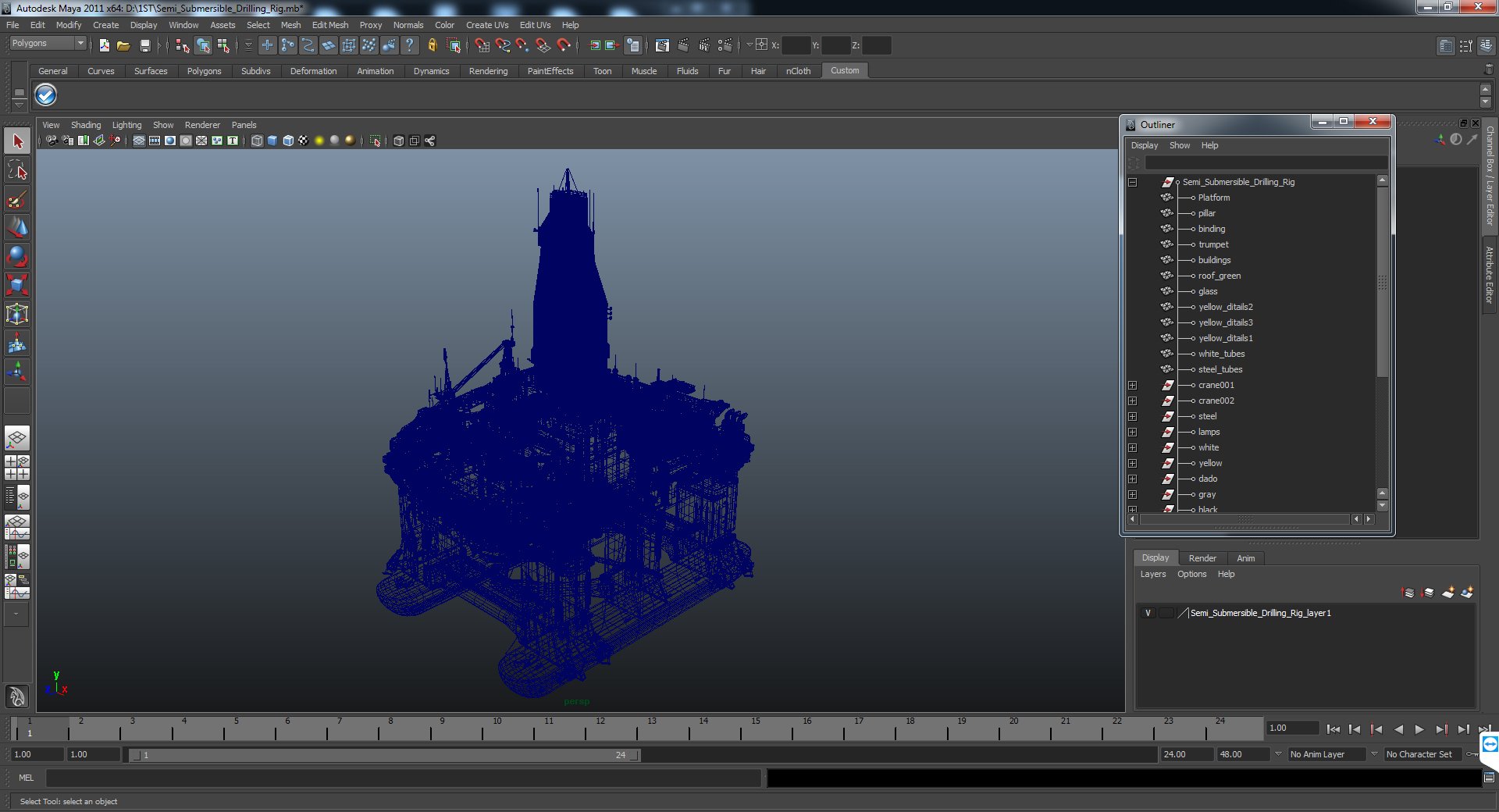 Semi Submersible Drilling Rig 3D model