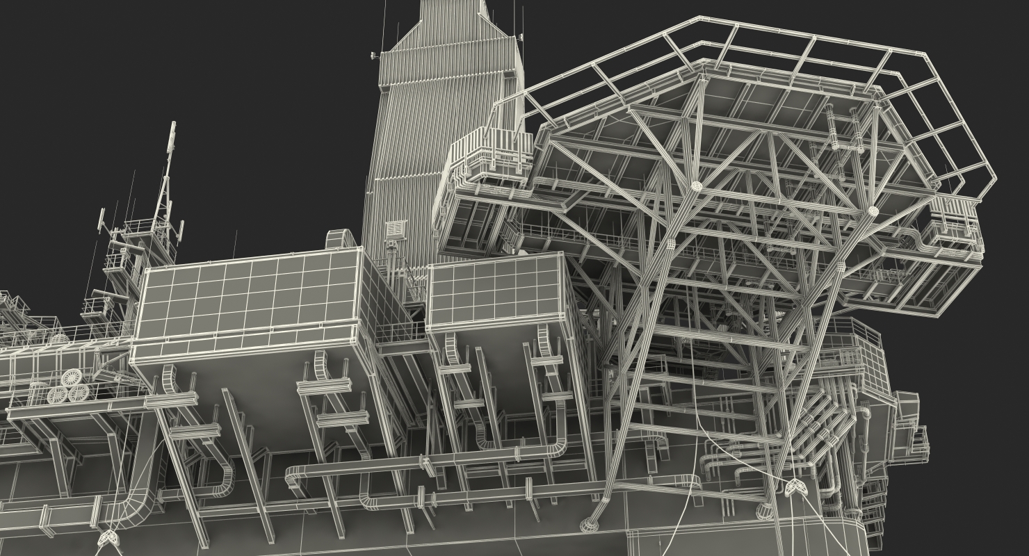 Semi Submersible Drilling Rig 3D model