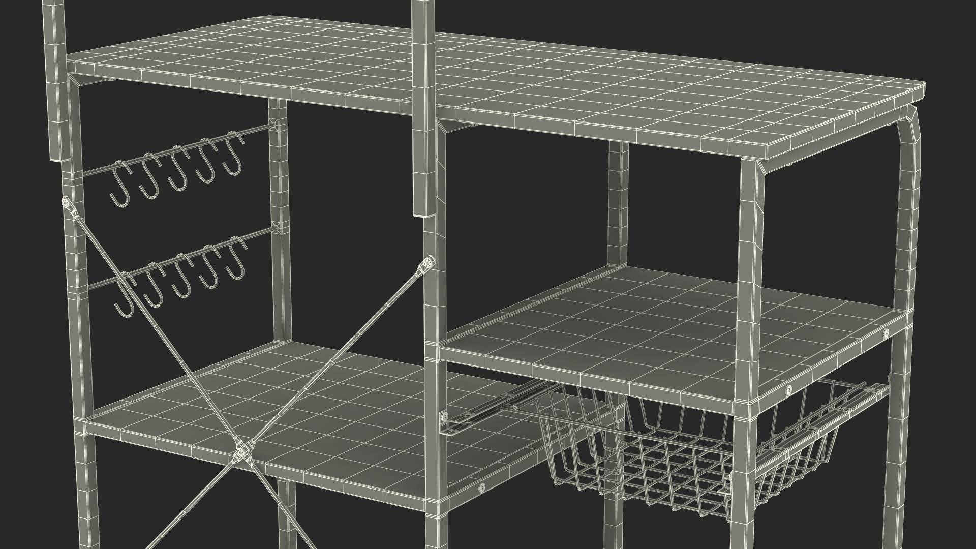 Multipurpose Kitchen Bakers Rack Light Beige 3D model
