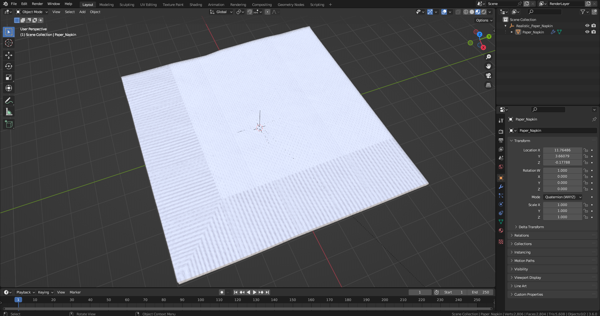 Realistic Paper Napkin 3D