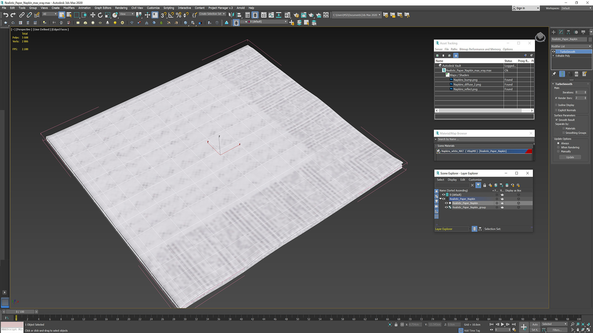 Realistic Paper Napkin 3D