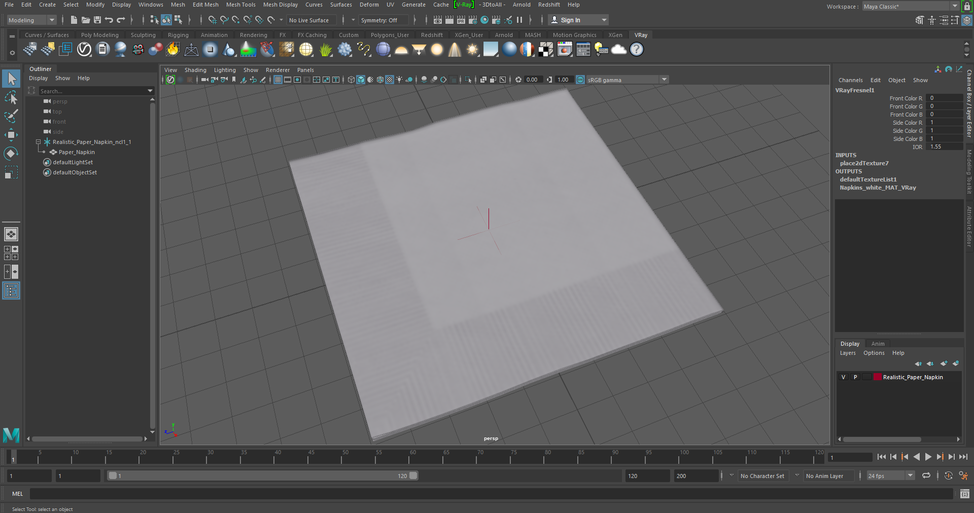 Realistic Paper Napkin 3D