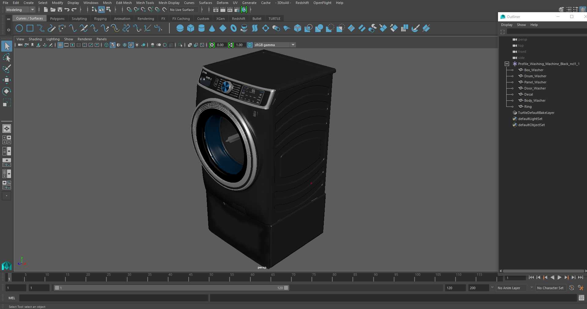 Profile Washing Machine Black 3D model