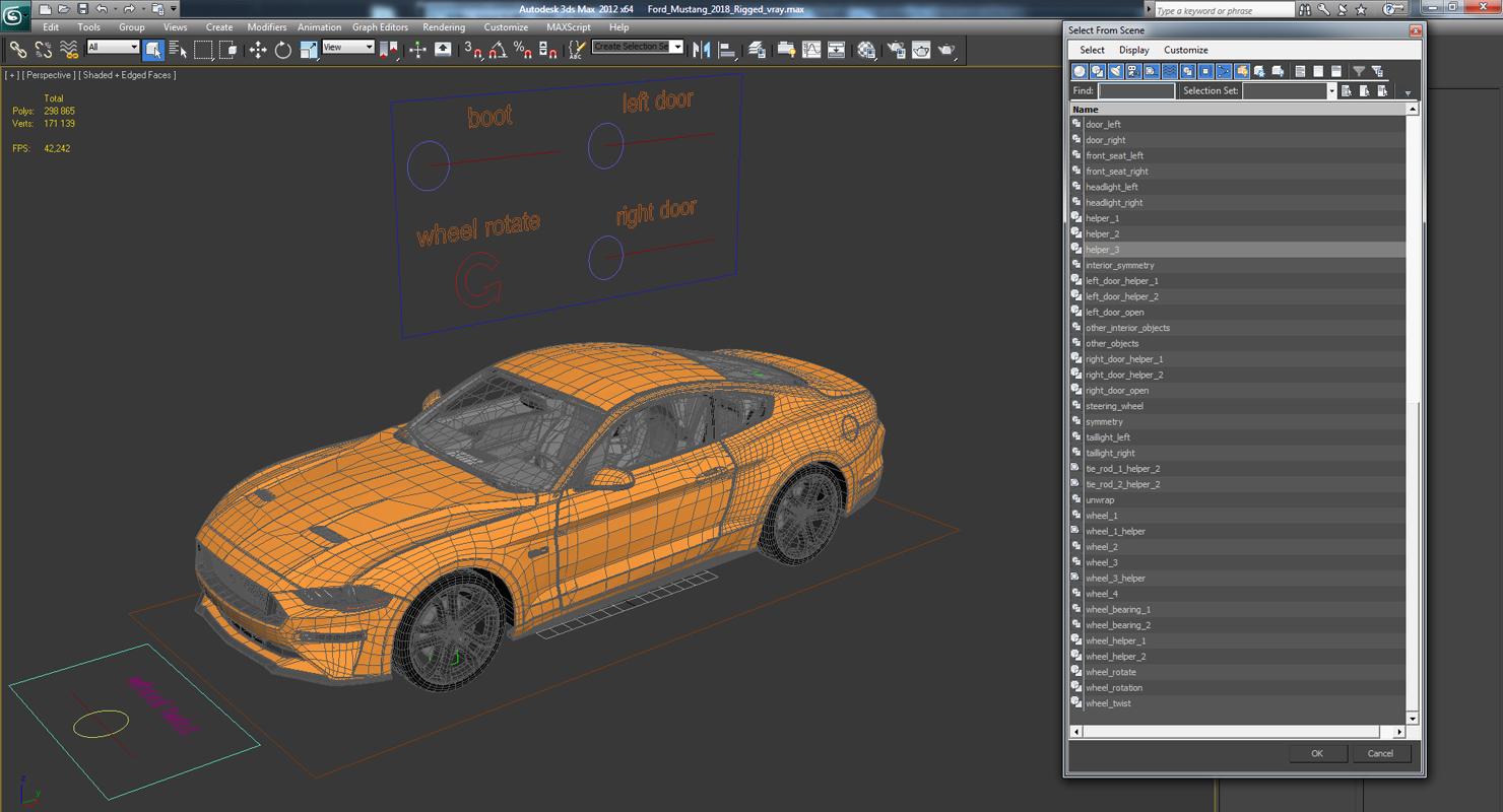 Ford Mustang 2018 Rigged 3D model