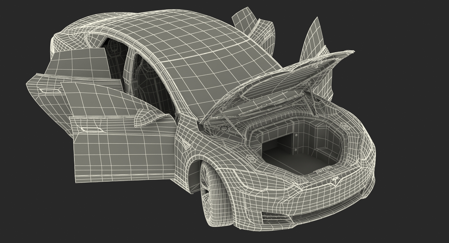 3D Tesla Model S 75 2017 Rigged model