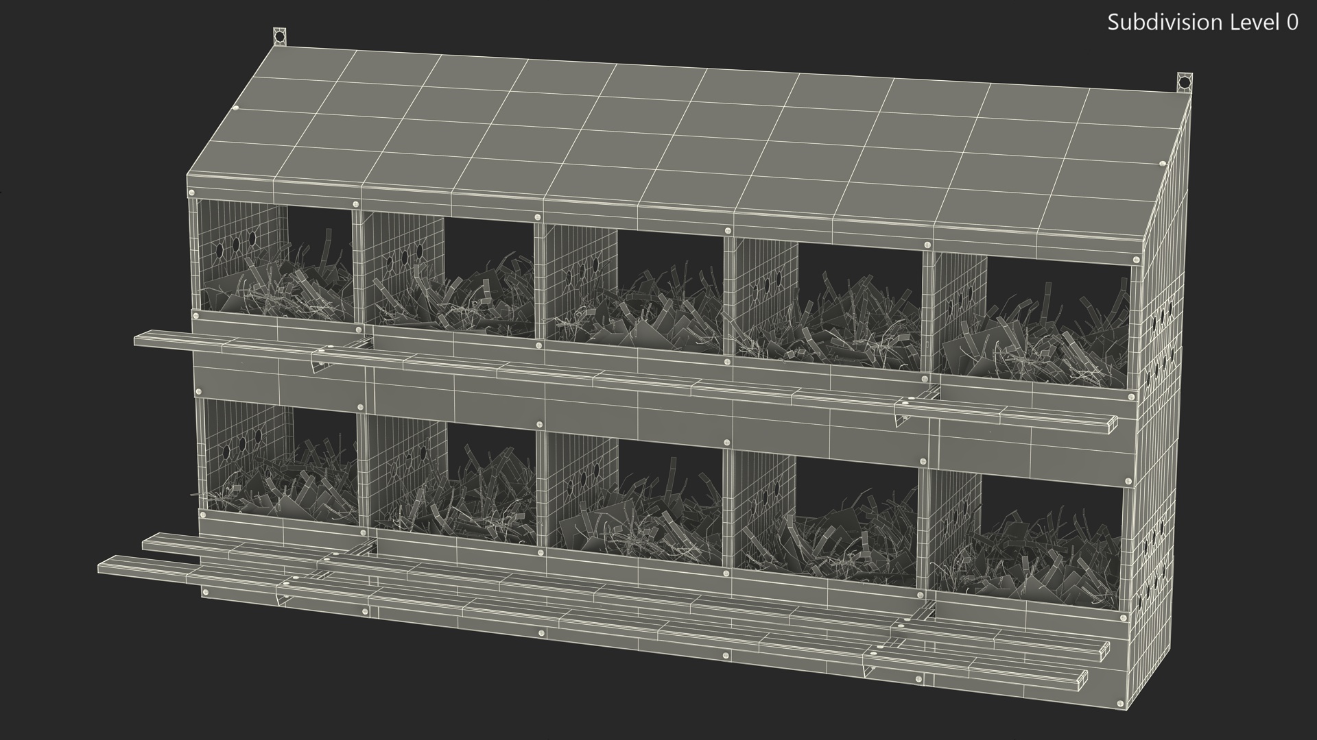 10-Hole Poultry Nest Box With Chicken Eggs 3D