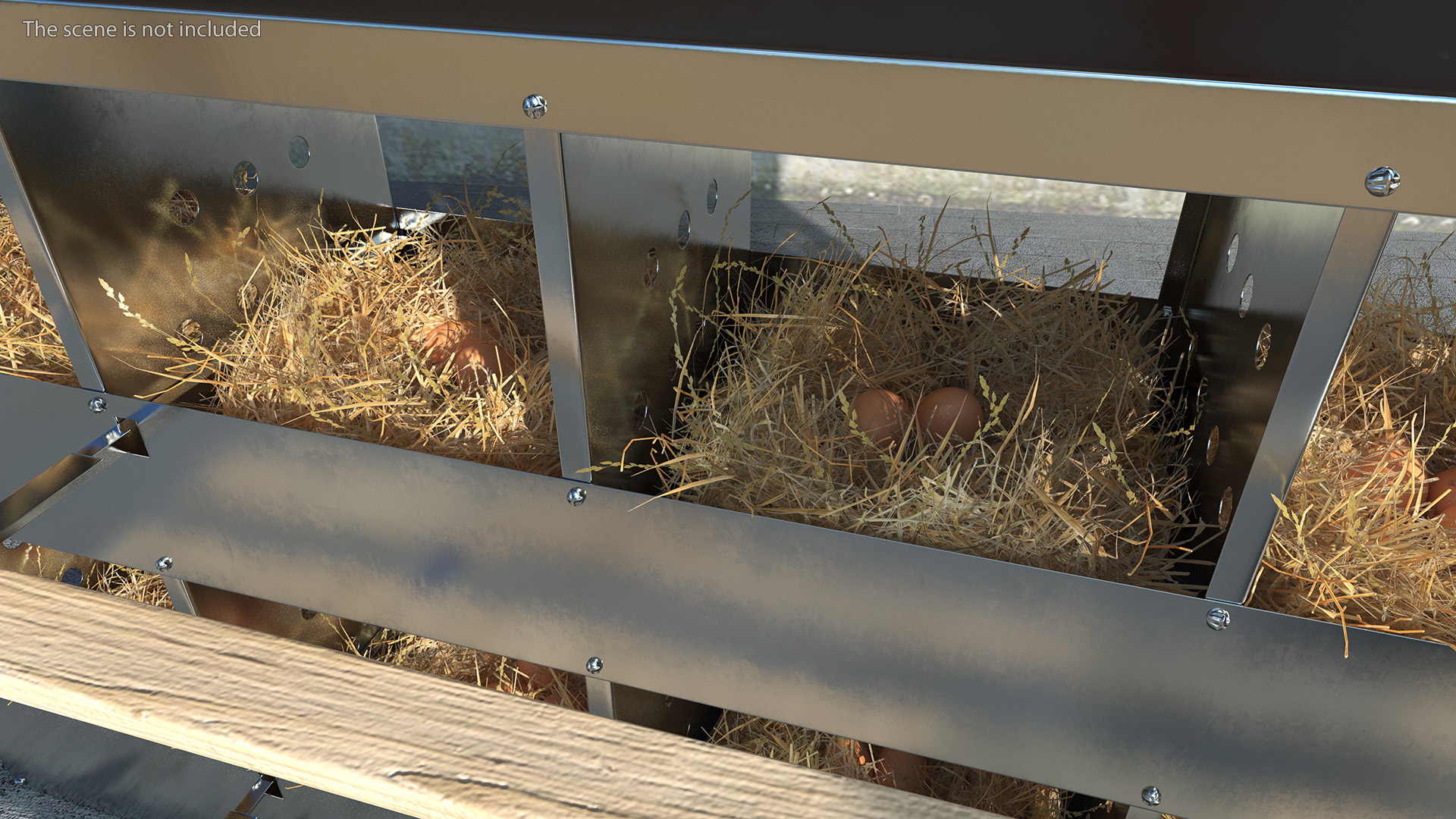 10-Hole Poultry Nest Box With Chicken Eggs 3D
