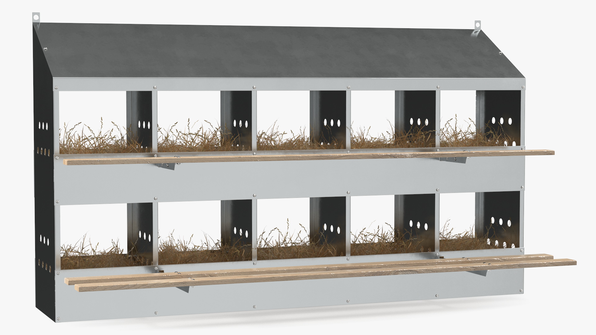 10-Hole Poultry Nest Box With Chicken Eggs 3D
