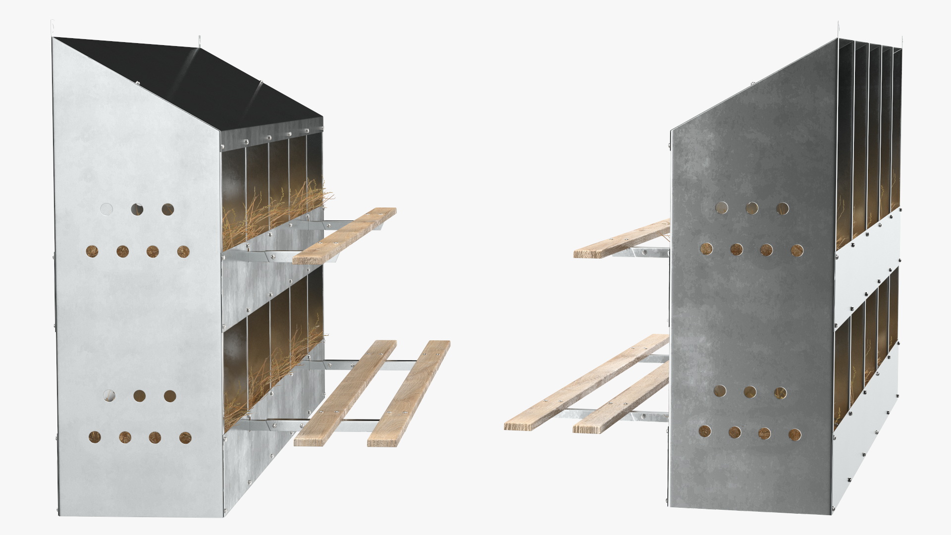 10-Hole Poultry Nest Box With Chicken Eggs 3D