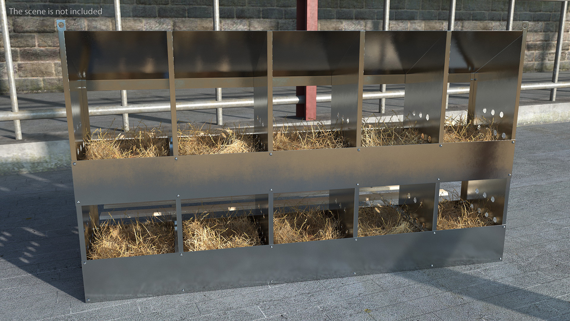 10-Hole Poultry Nest Box With Chicken Eggs 3D