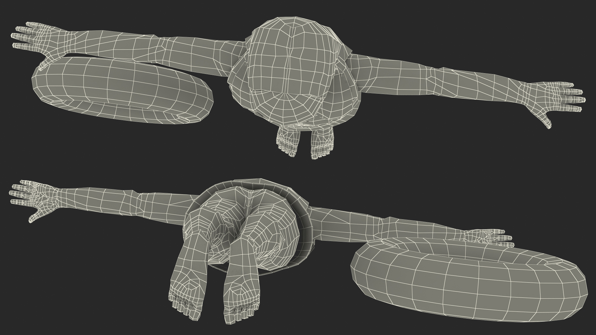 Child Girl With Swim Ring T-pose 3D