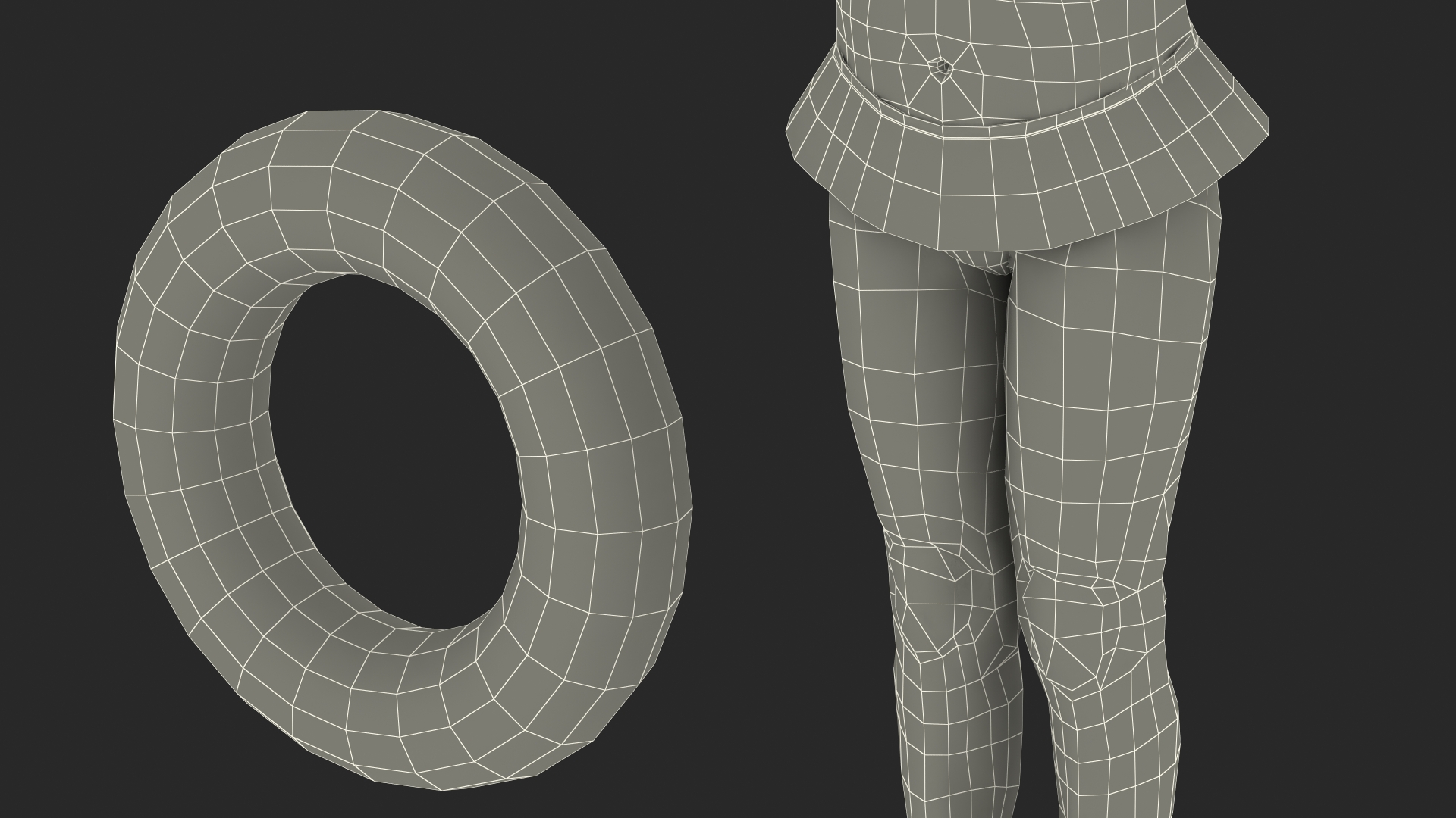 Child Girl With Swim Ring T-pose 3D