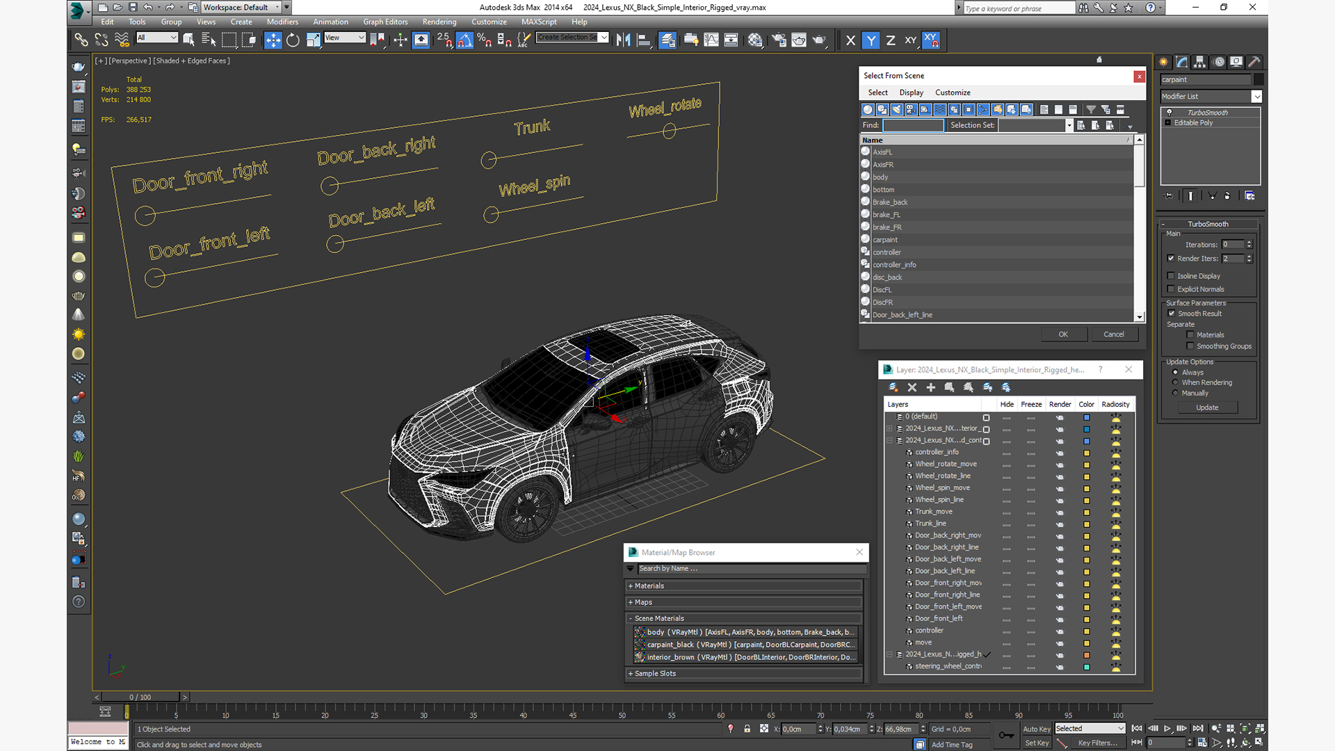 2024 Lexus NX Black Simple Interior Rigged 3D