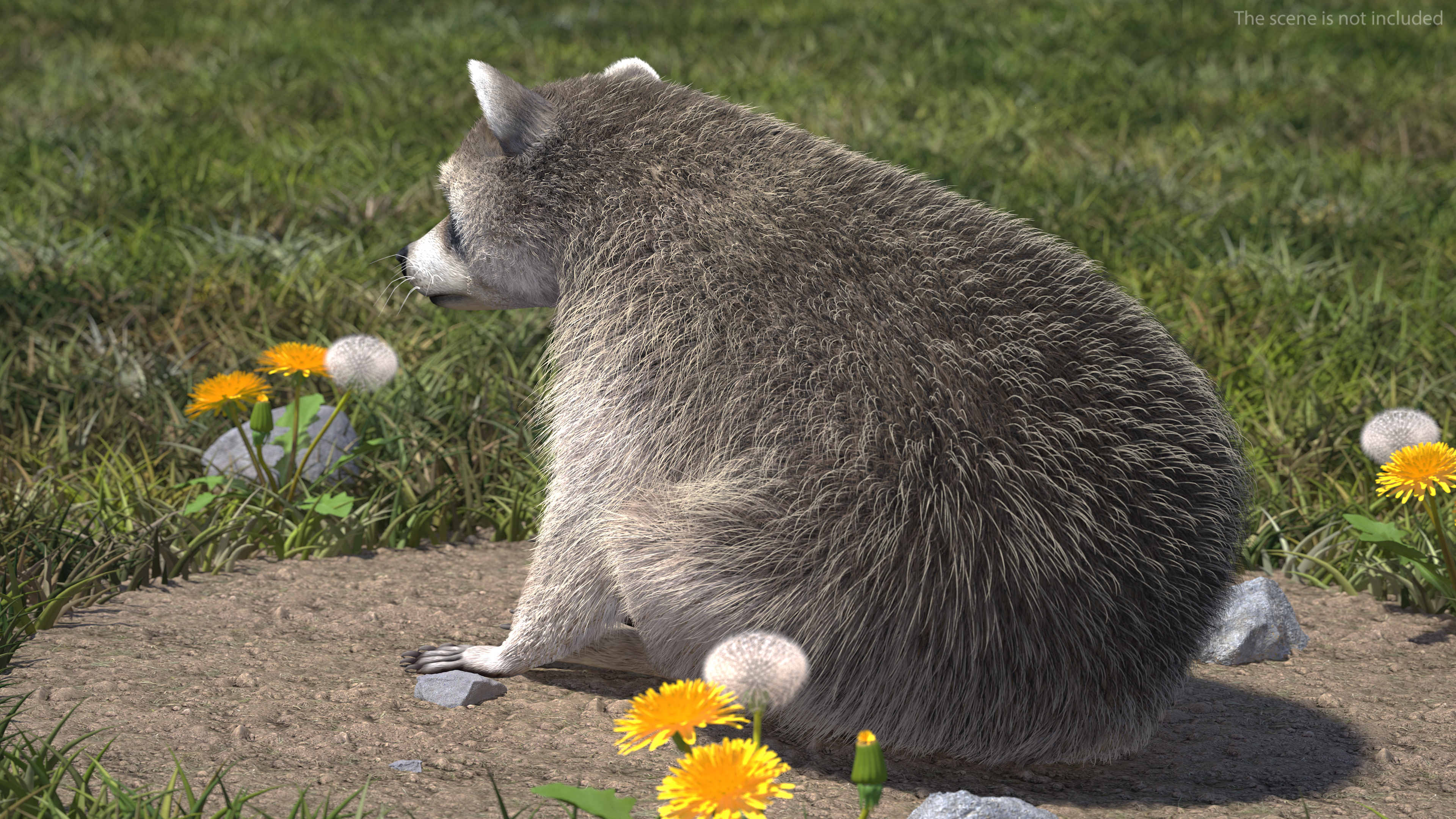 3D Raccoon Fur Rigged model