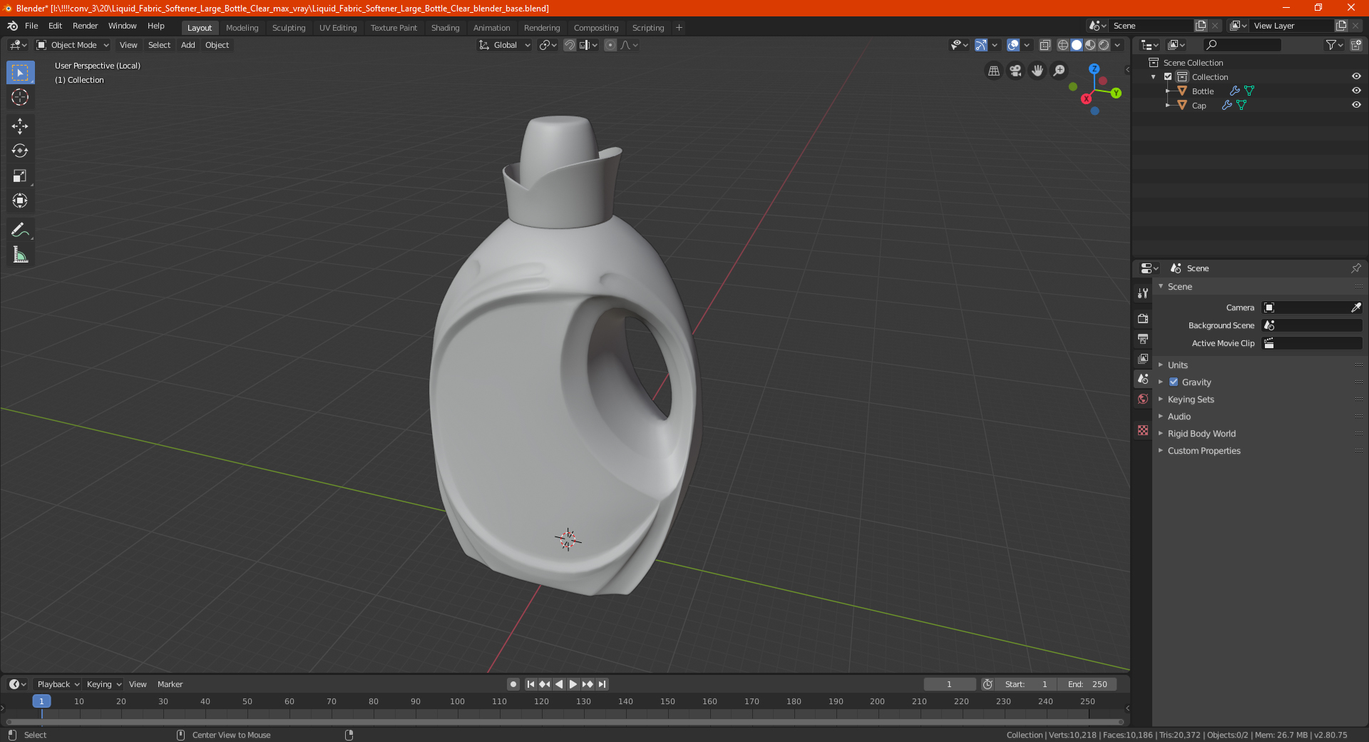 Transparent Plastic Bottle Empty 3D
