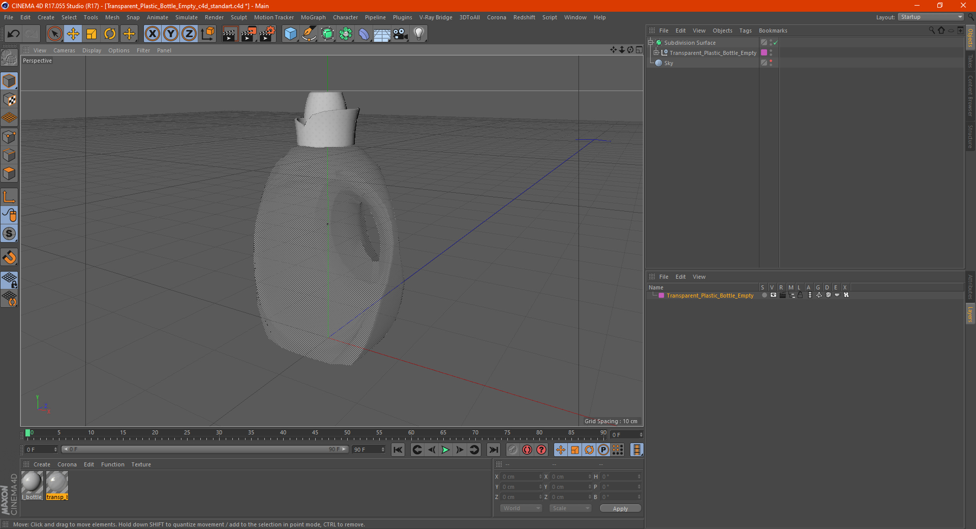 Transparent Plastic Bottle Empty 3D