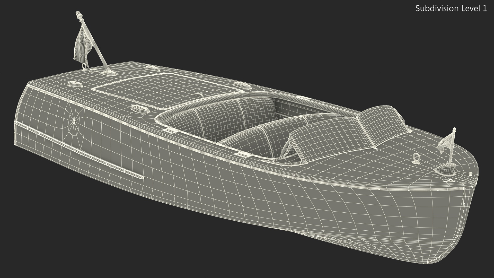 Classic Sport Boat Light Wood 3D model