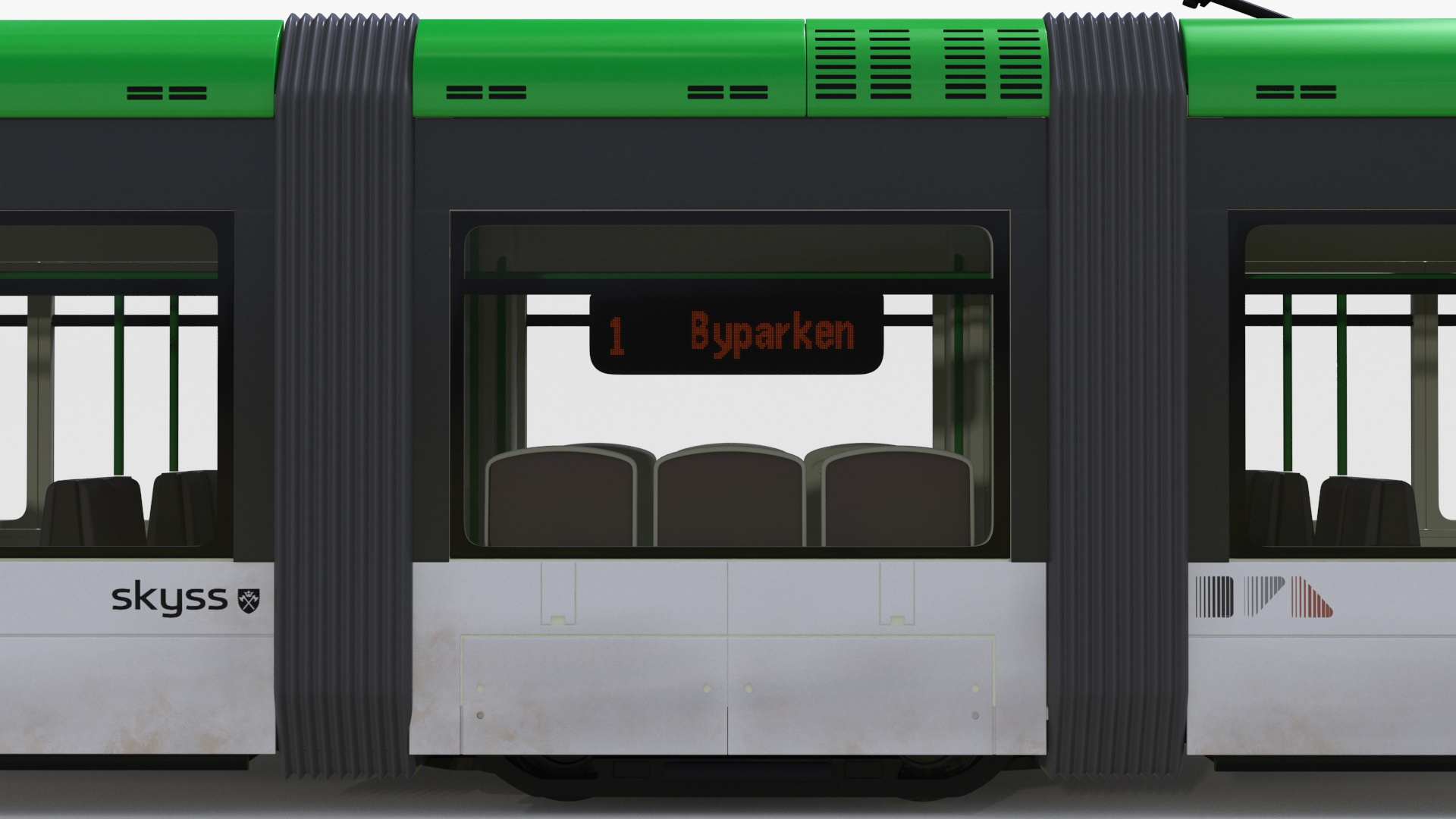 City Tram Bybanen Simple Interior Green 3D model
