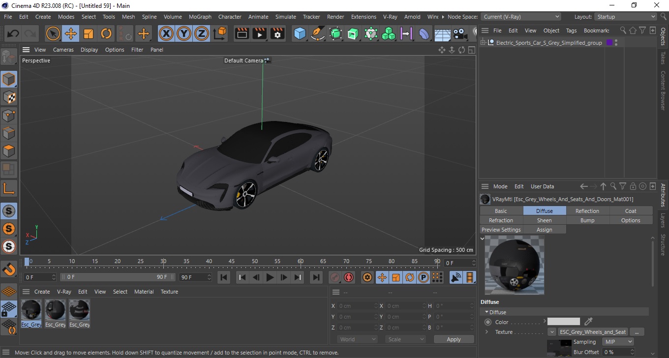 3D model Electric Sports Car Grey Simplified