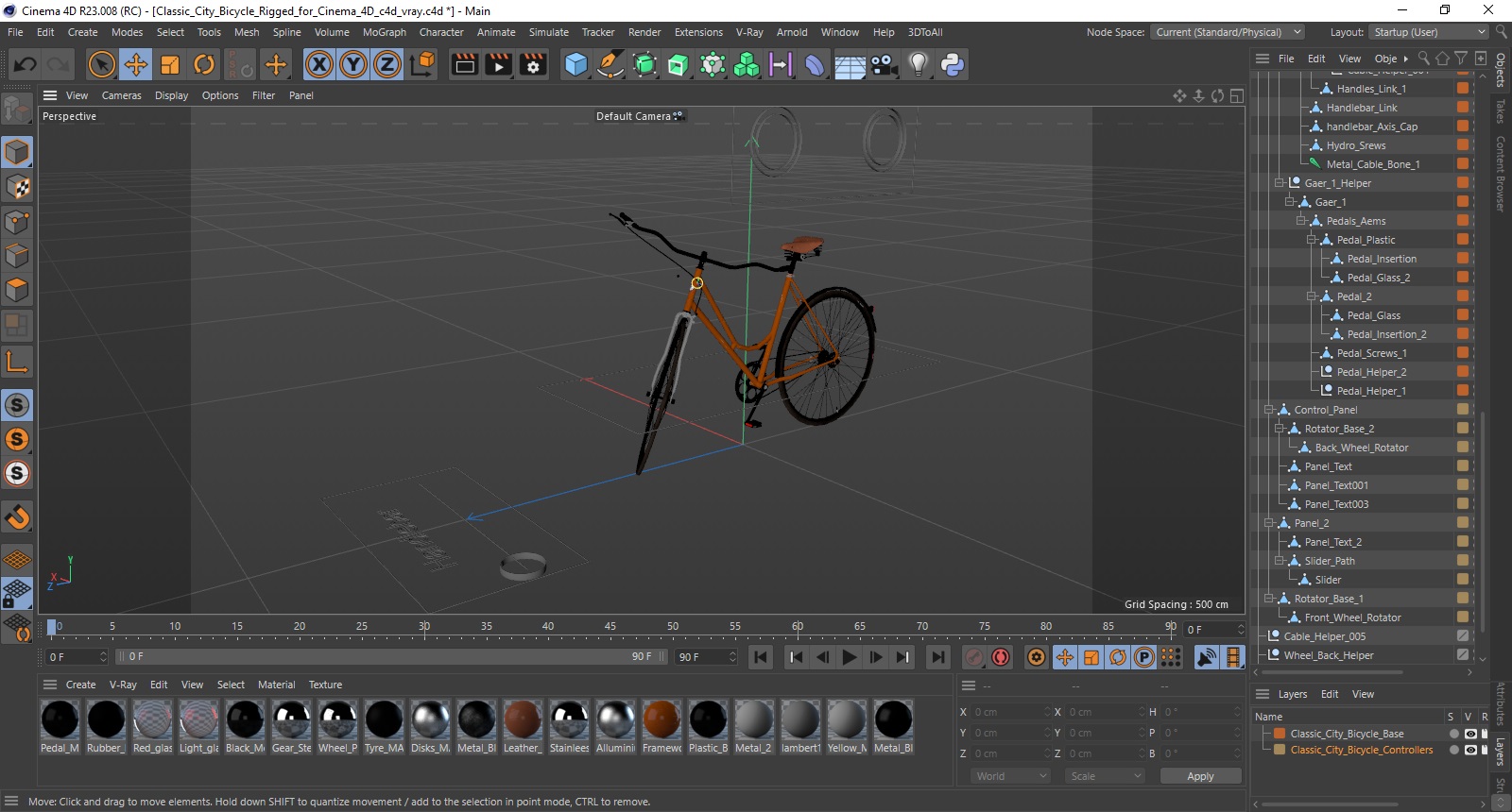 3D Classic City Bicycle Rigged for Cinema 4D