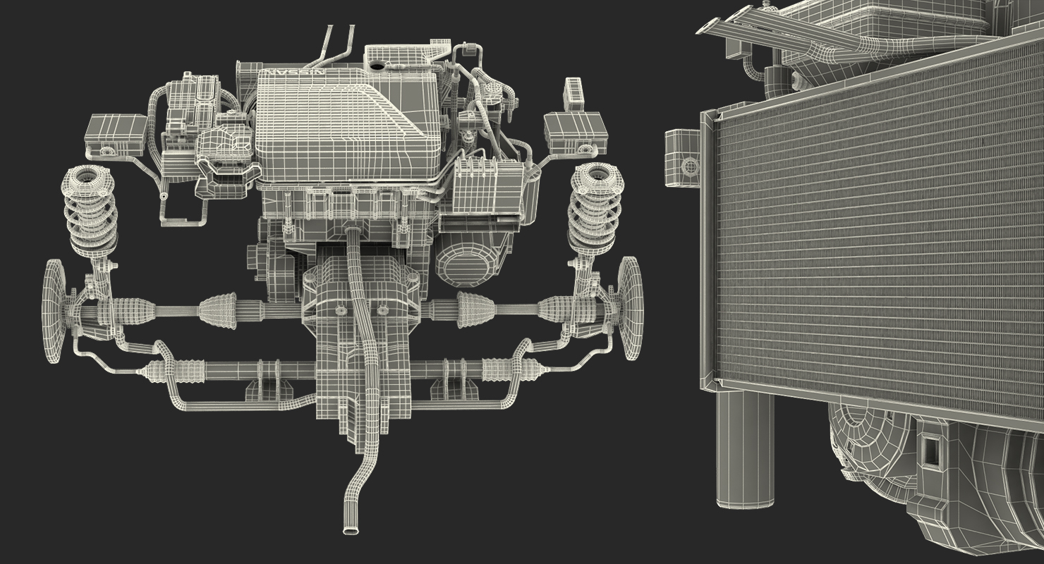 3D Nissan Leaf Engine and Front Suspension 2