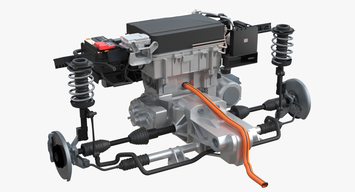 3D Nissan Leaf Engine and Front Suspension 2