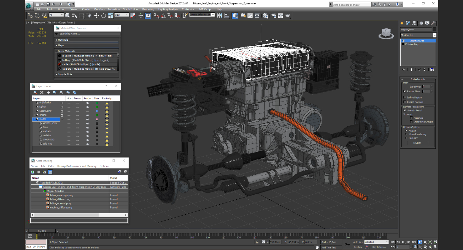 3D Nissan Leaf Engine and Front Suspension 2