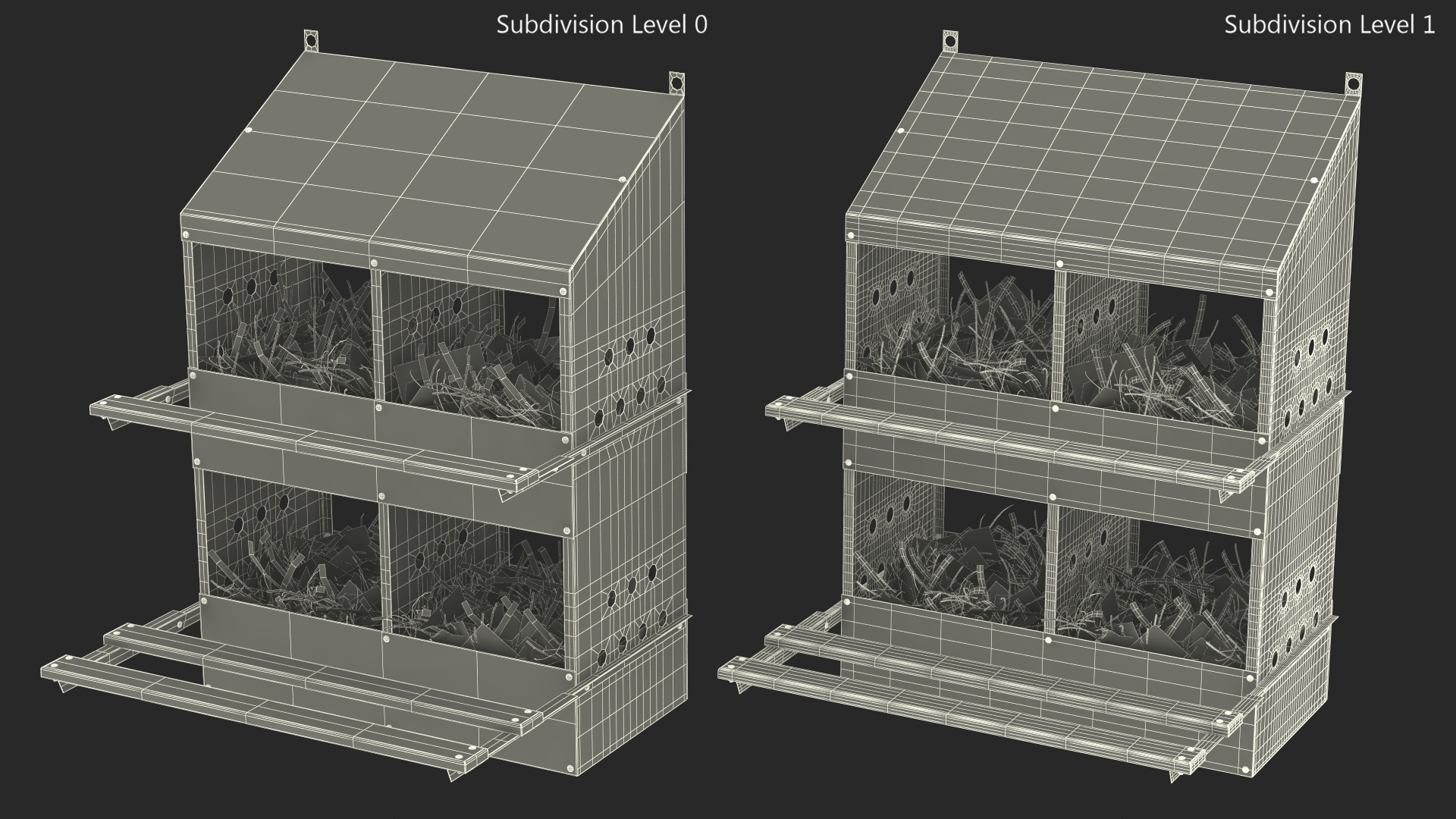 3D 4-Hole Poultry Nest Box With Chicken Eggs