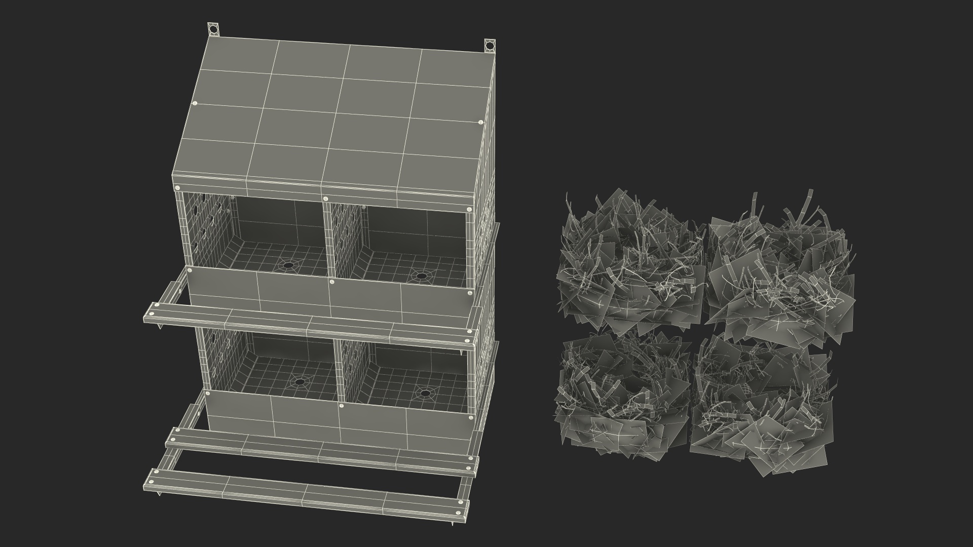 3D 4-Hole Poultry Nest Box With Chicken Eggs