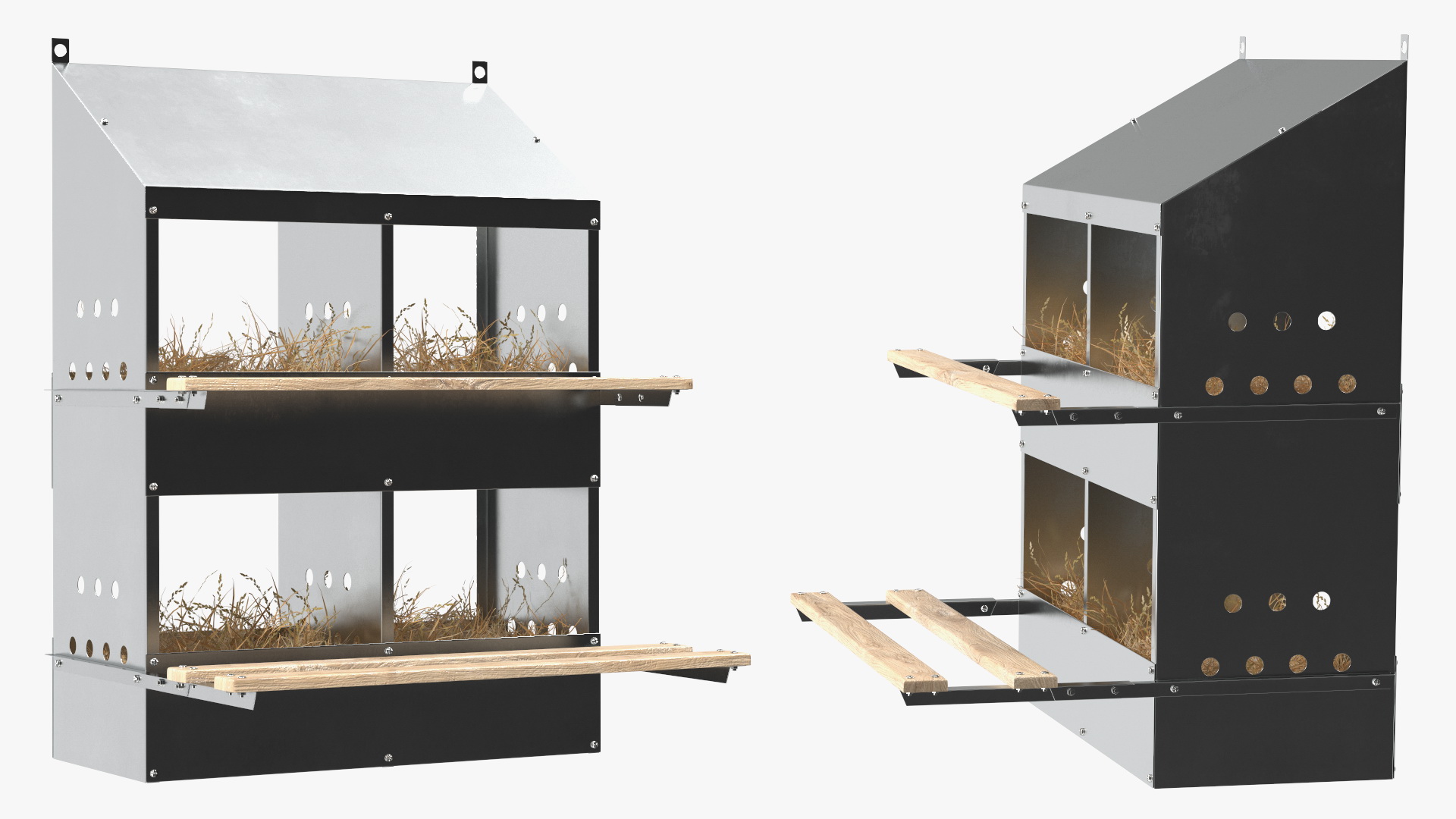 3D 4-Hole Poultry Nest Box With Chicken Eggs
