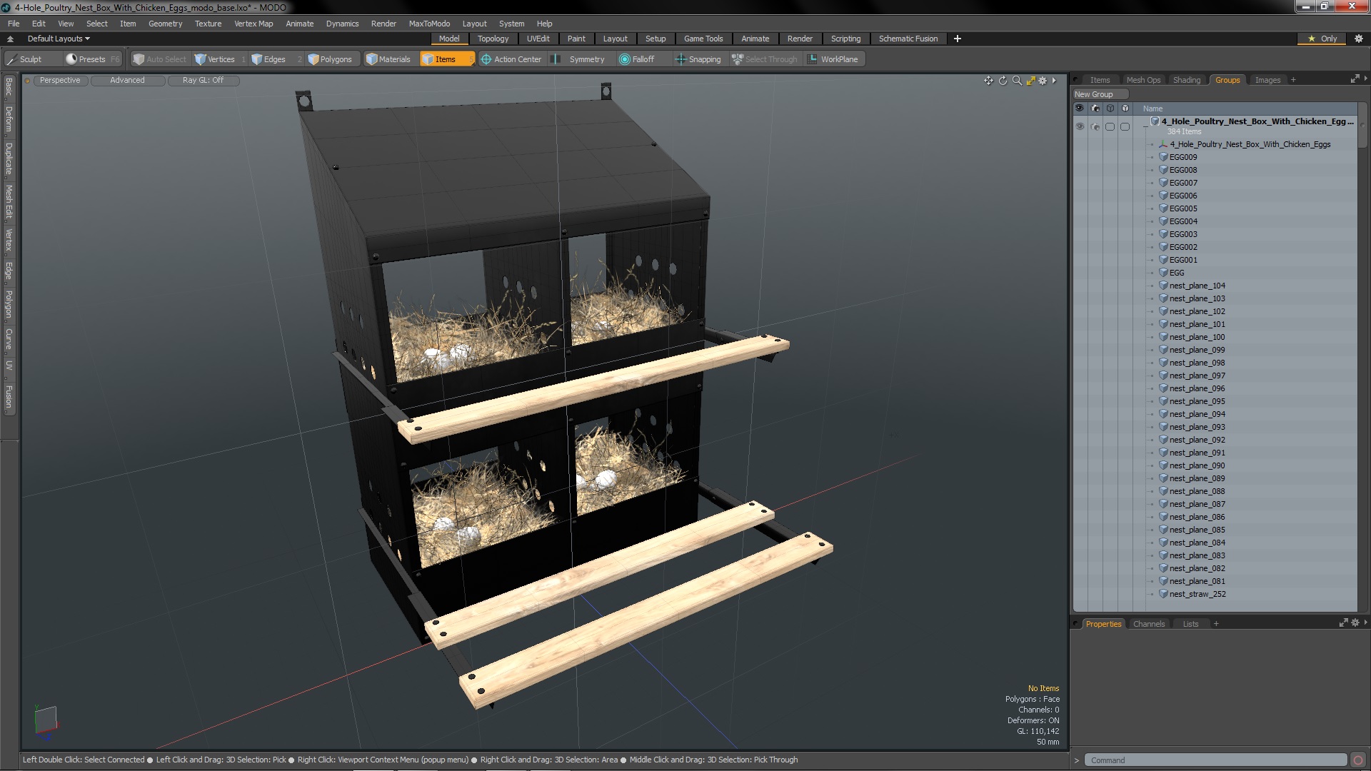 3D 4-Hole Poultry Nest Box With Chicken Eggs
