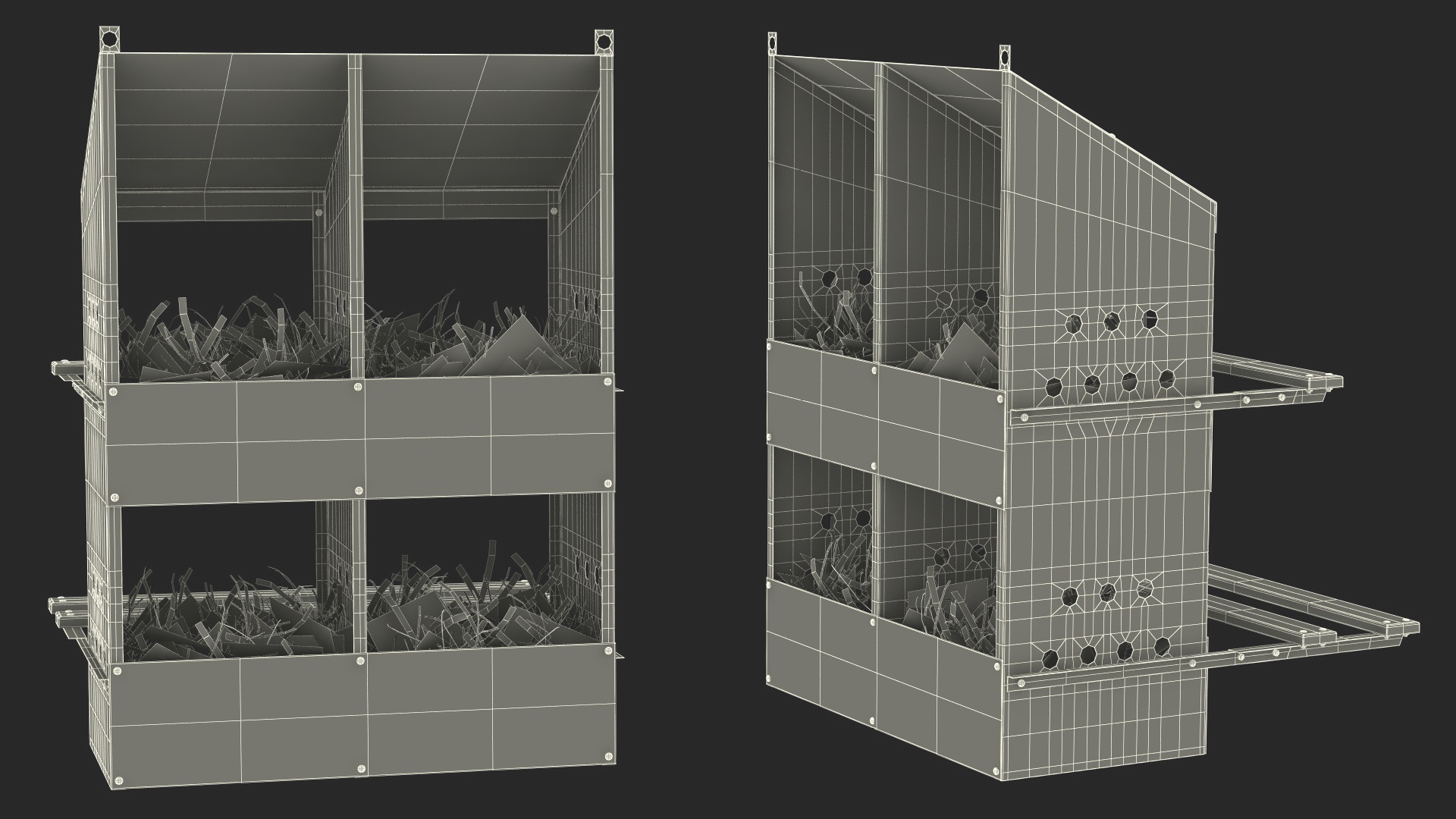 3D 4-Hole Poultry Nest Box With Chicken Eggs
