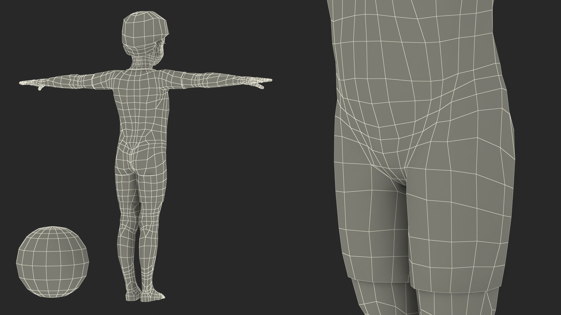 3D Asian Child Boy Swimwear T-pose
