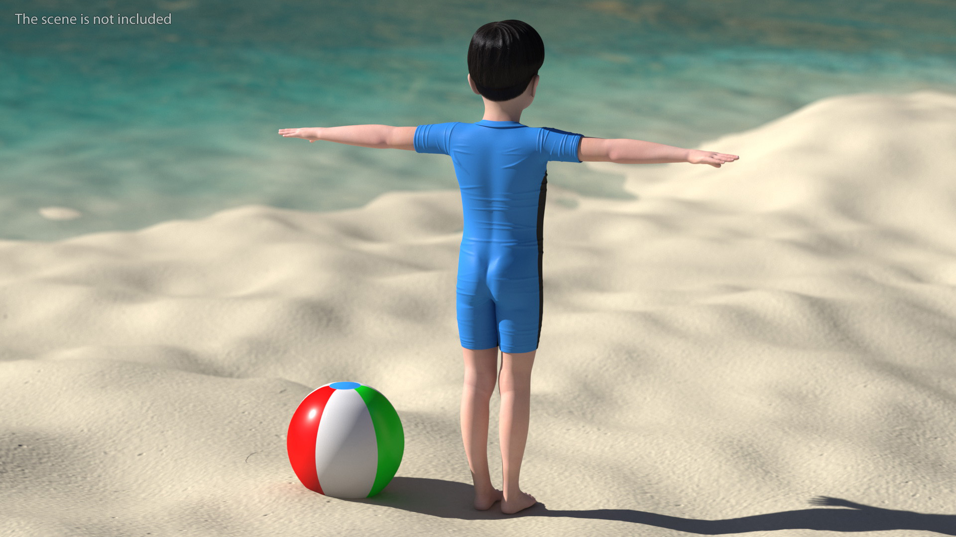 3D Asian Child Boy Swimwear T-pose