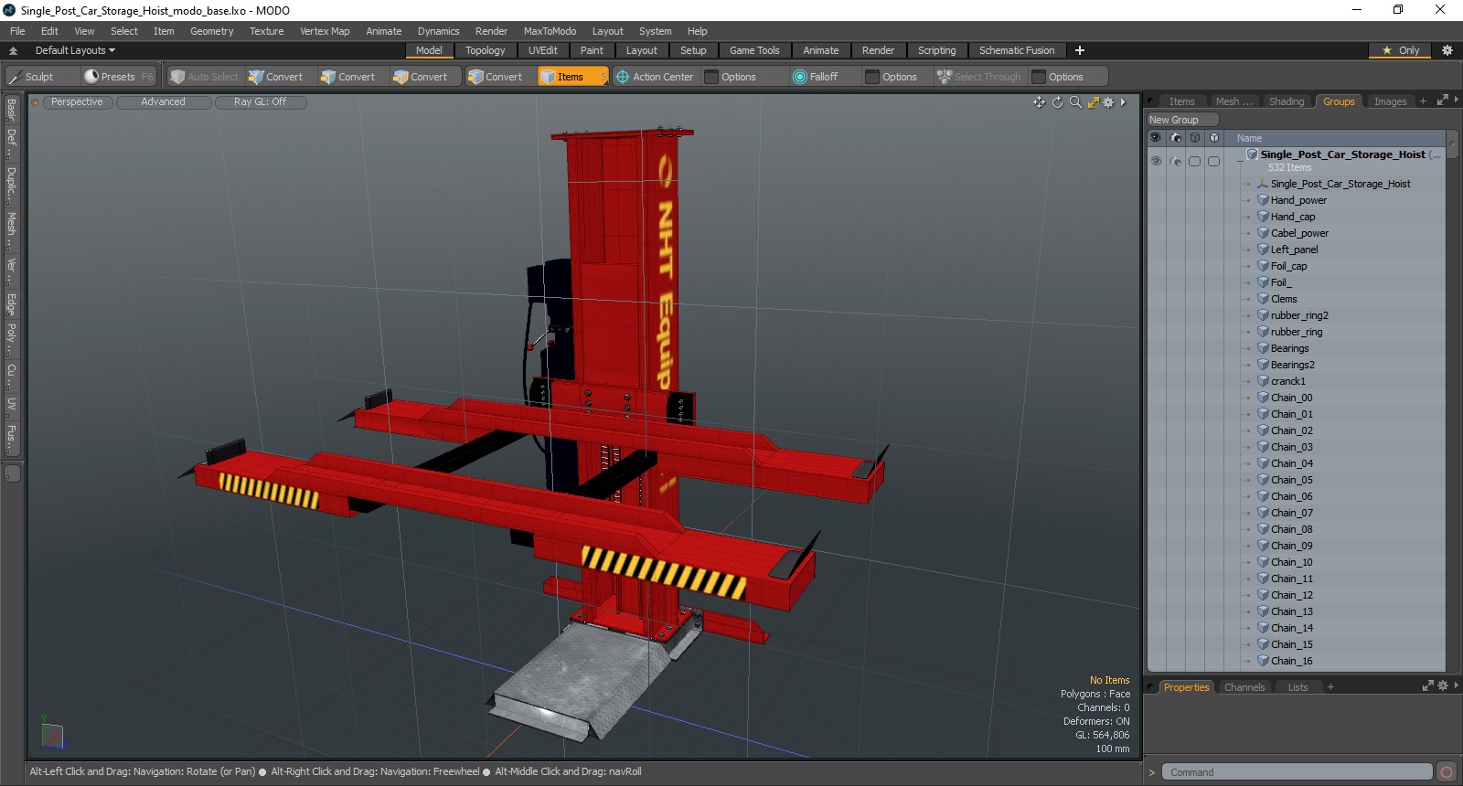 Single Post Car Storage Hoist 3D model