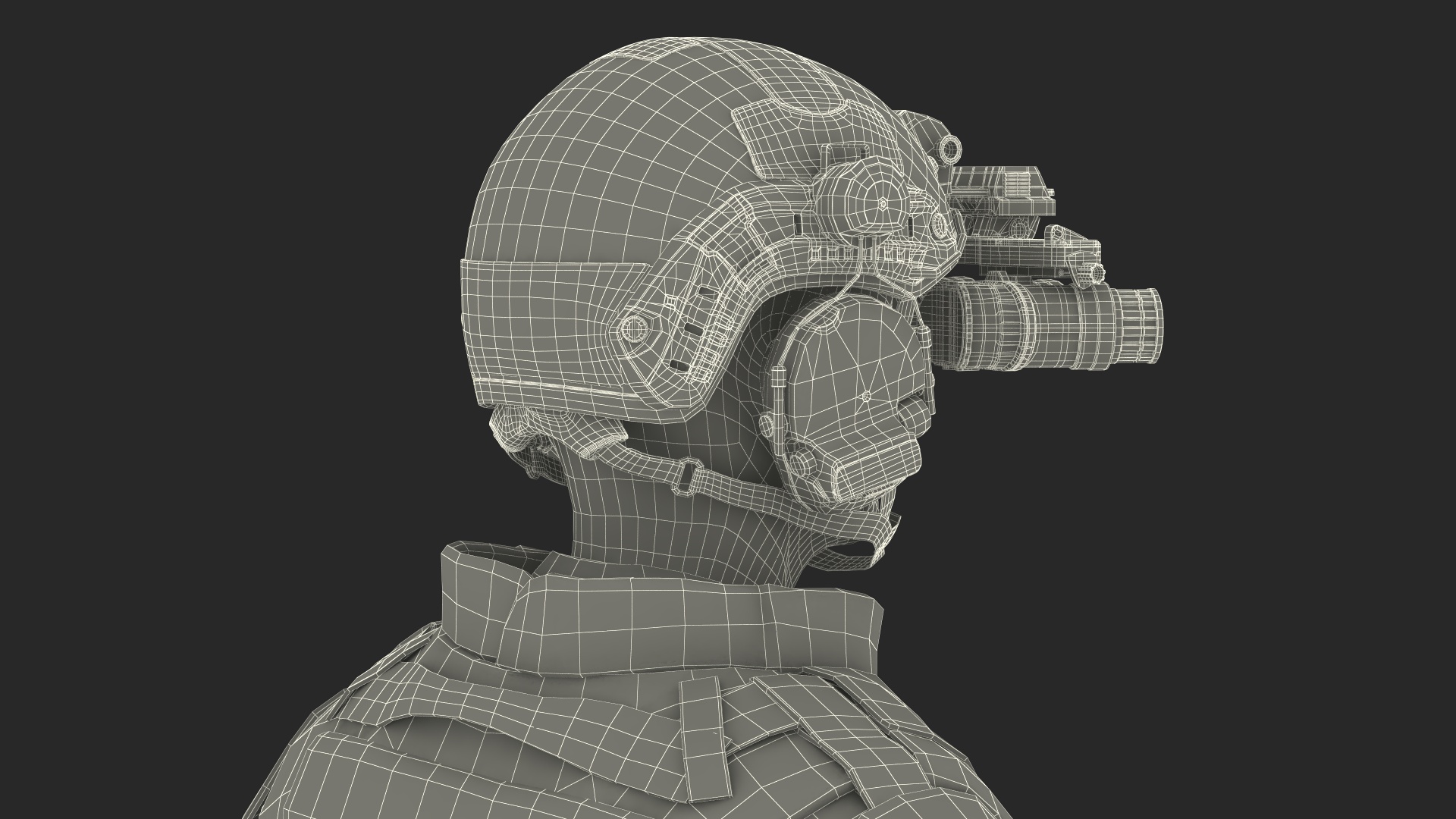 3D Soldier Green Camo with Night Visor Rigged for Maya
