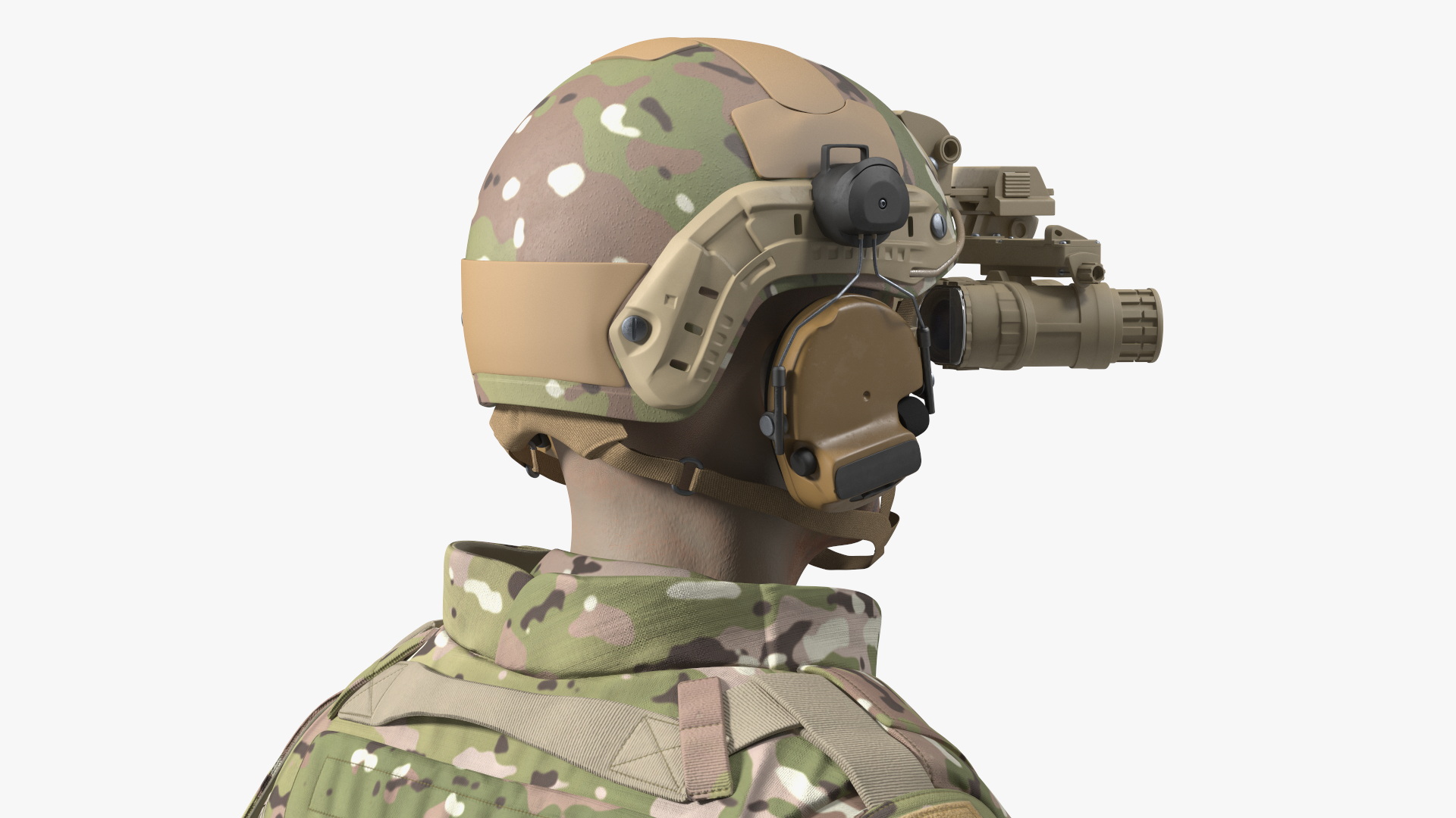 3D Soldier Green Camo with Night Visor Rigged for Maya