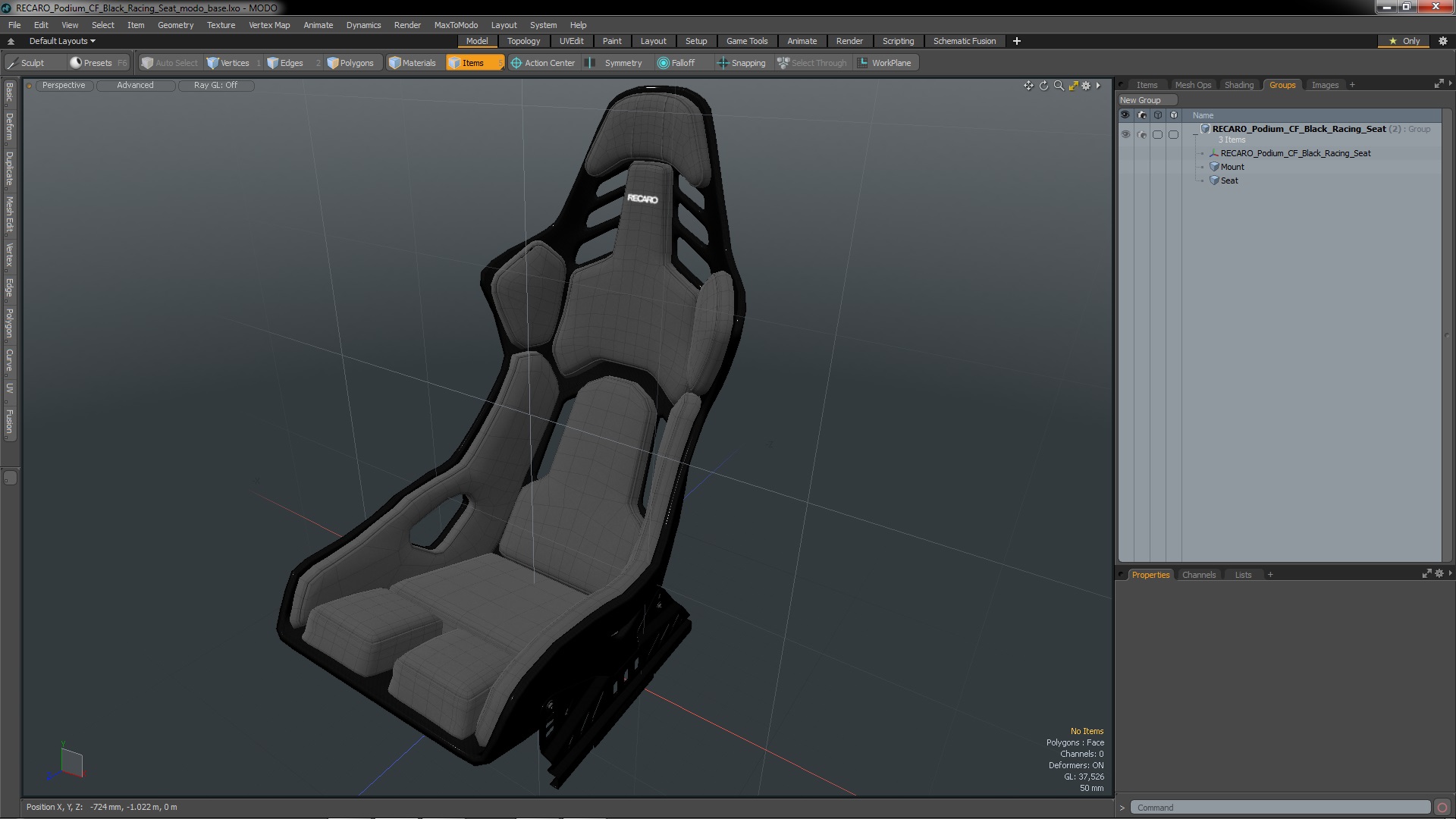 RECARO Podium CF Black Racing Seat 3D model