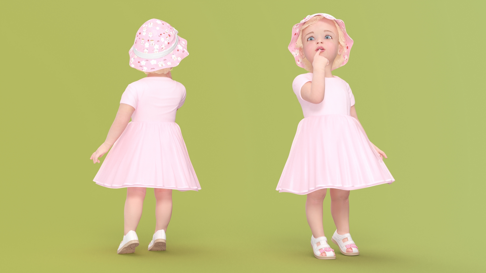 3D Baby Girl Outdoor Summer Dress Curious model