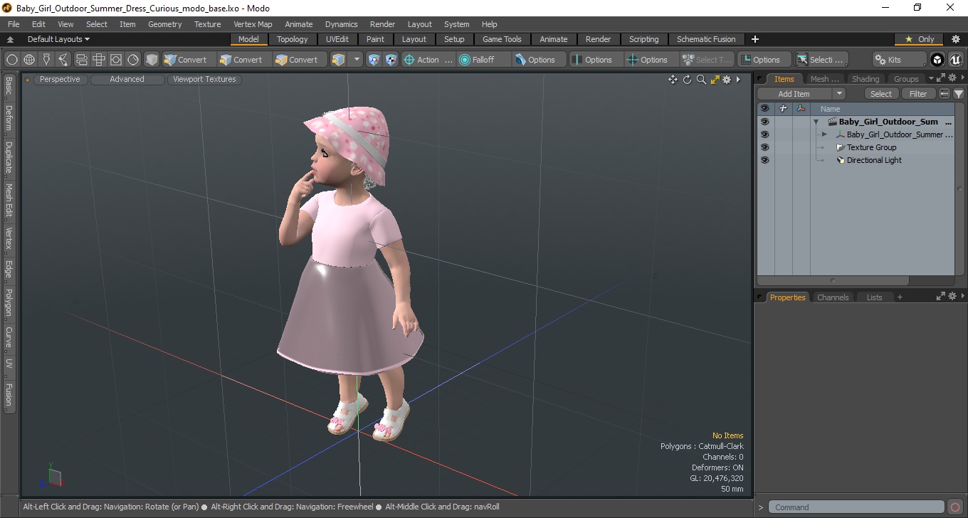 3D Baby Girl Outdoor Summer Dress Curious model