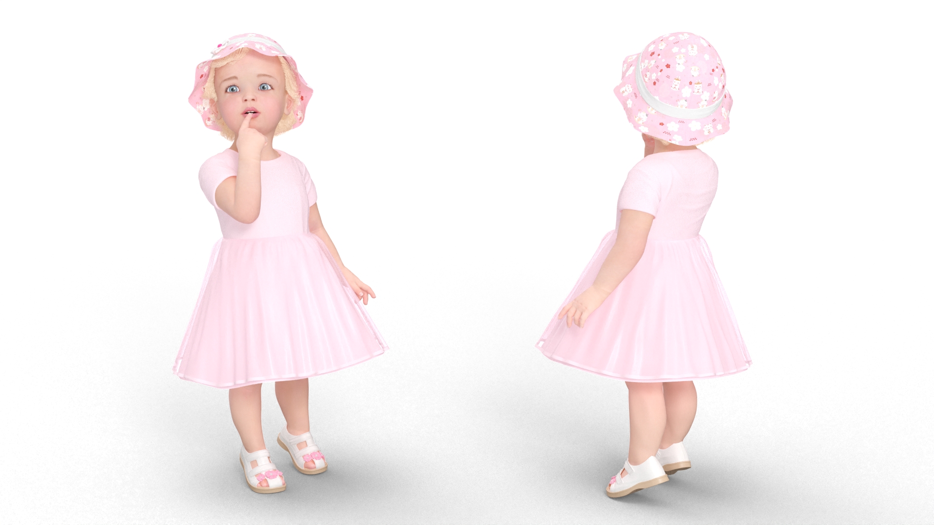 3D Baby Girl Outdoor Summer Dress Curious model