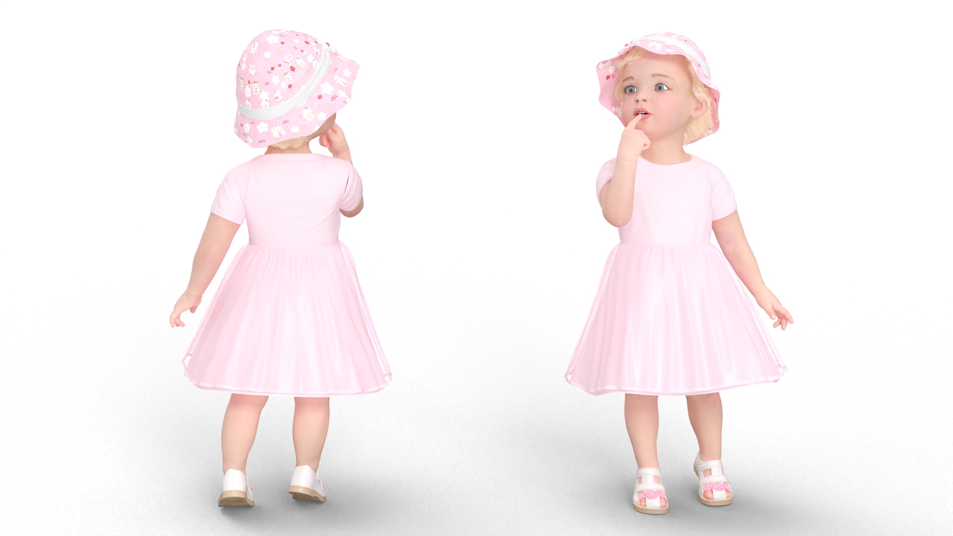 3D Baby Girl Outdoor Summer Dress Curious model