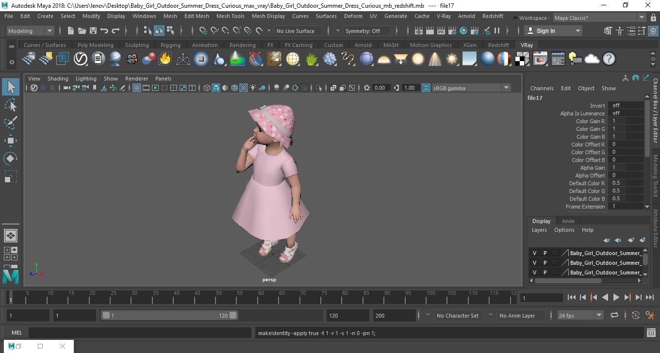 3D Baby Girl Outdoor Summer Dress Curious model