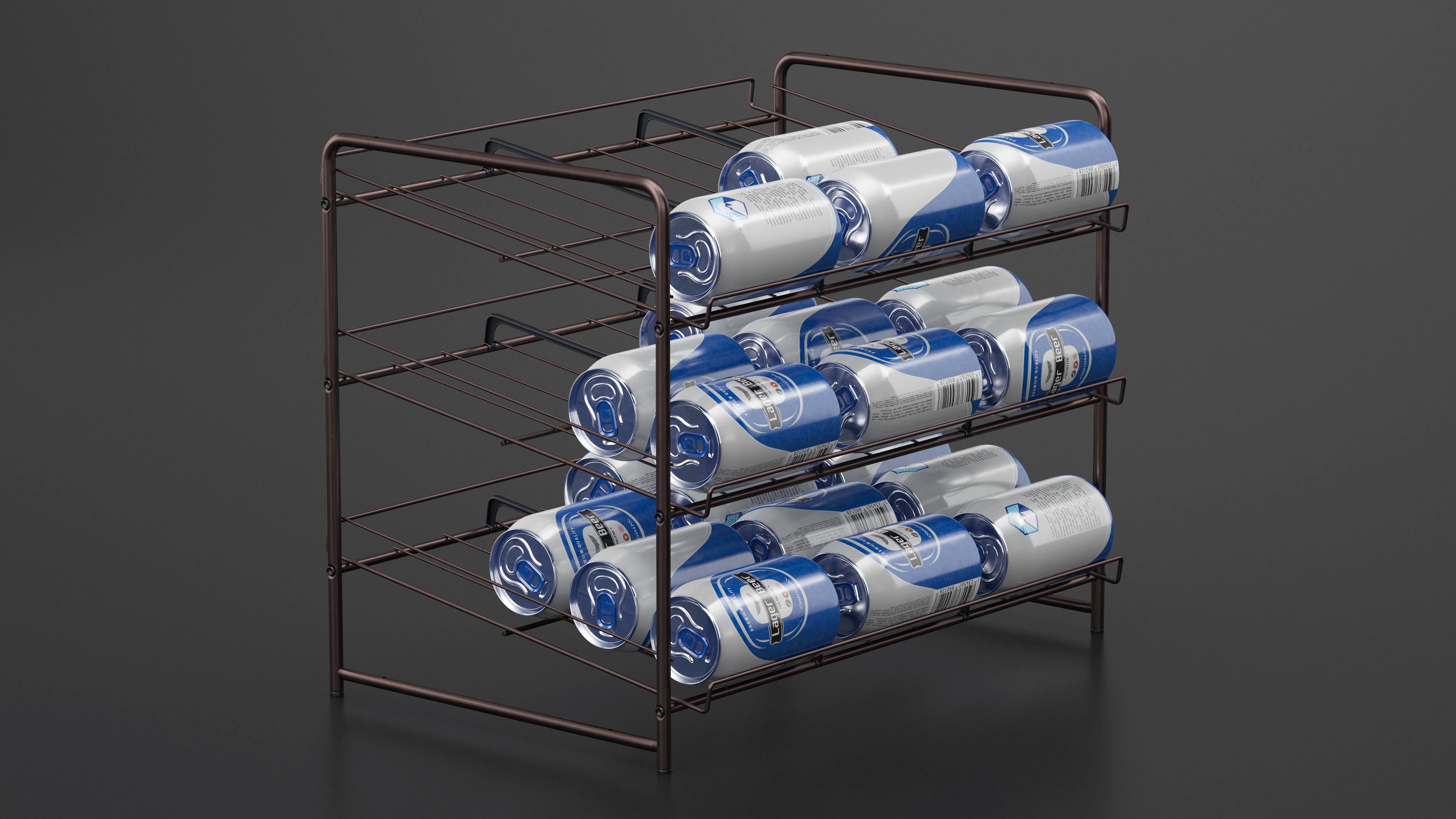 3D model Wide Can Dispenser Bronze with Beer Cans