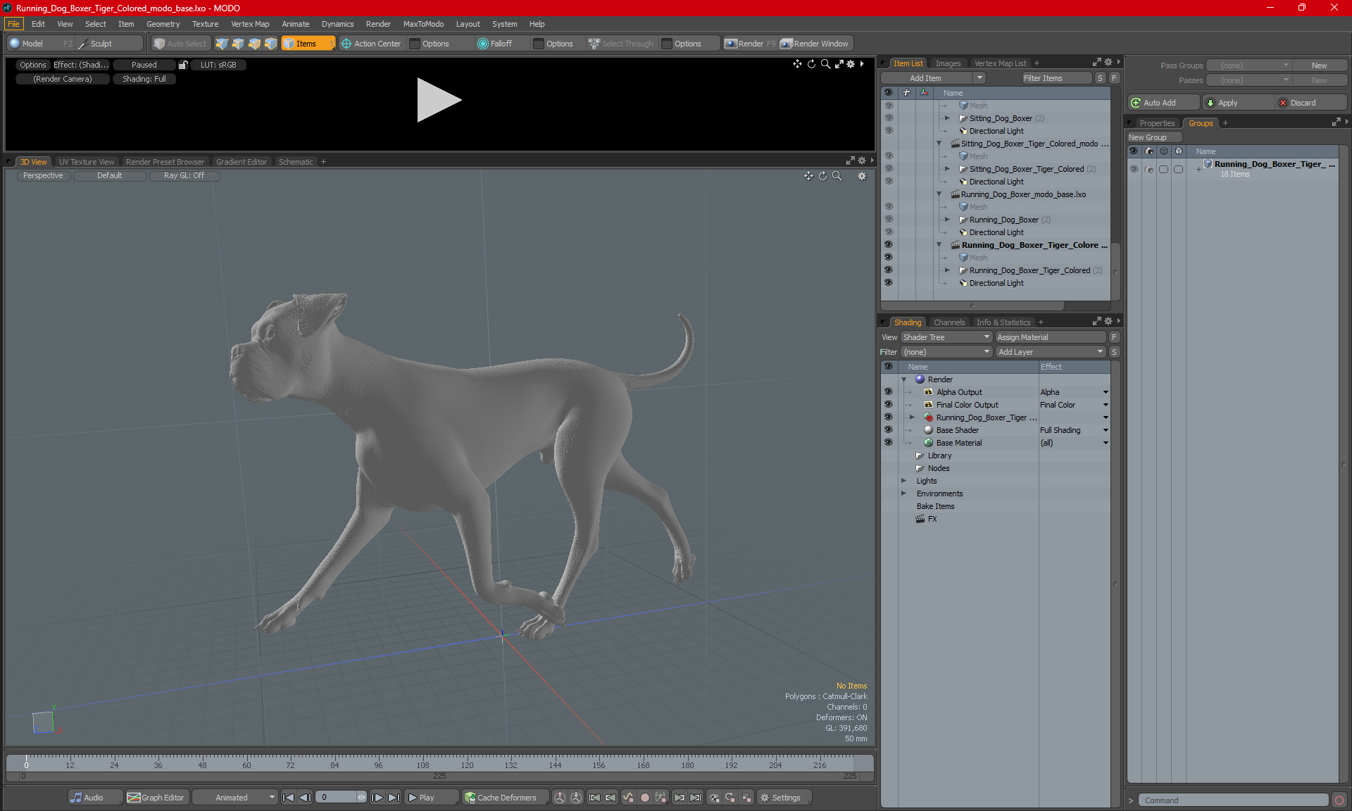 3D Running Dog Boxer Tiger Colored
