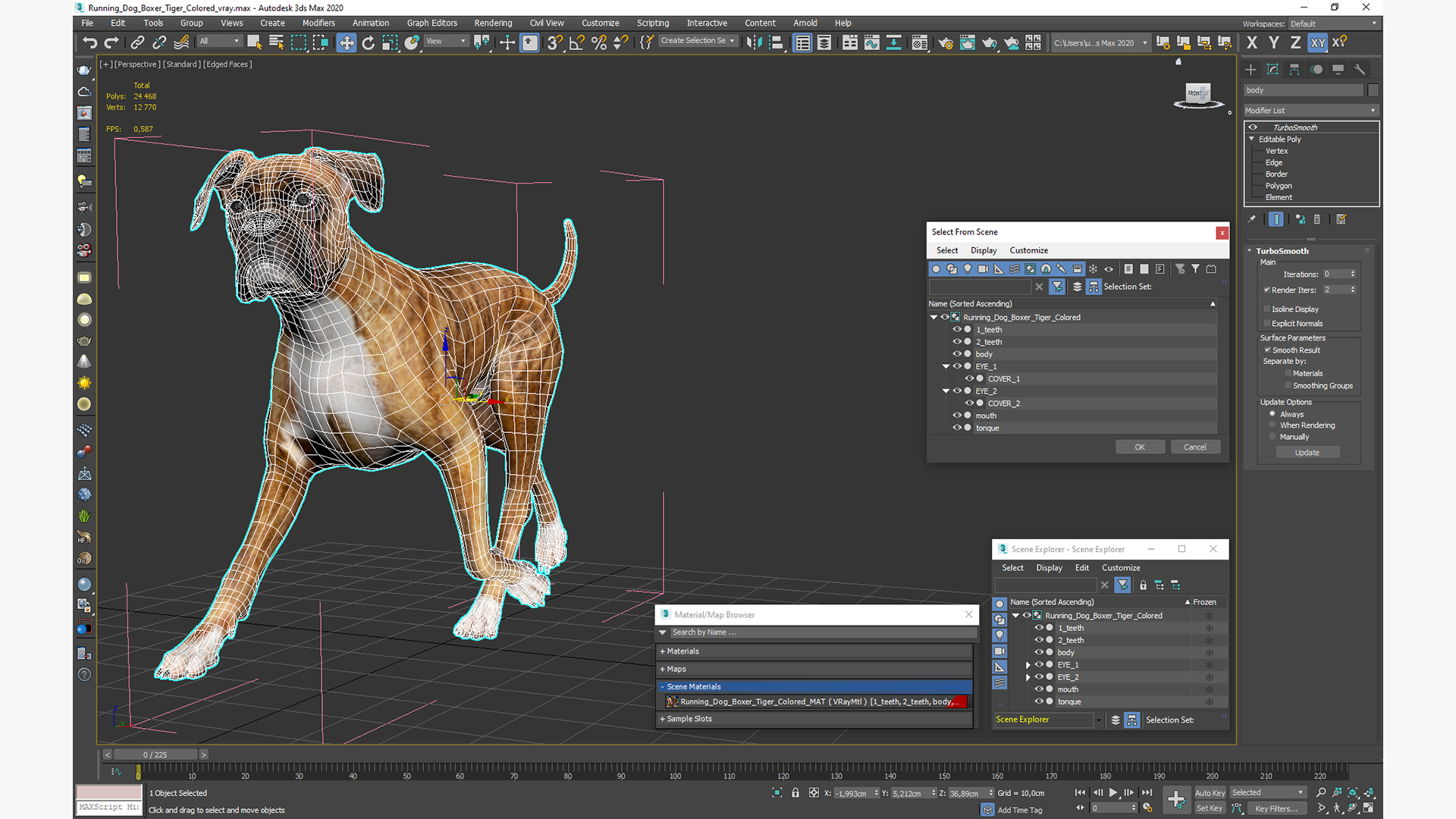 3D Running Dog Boxer Tiger Colored
