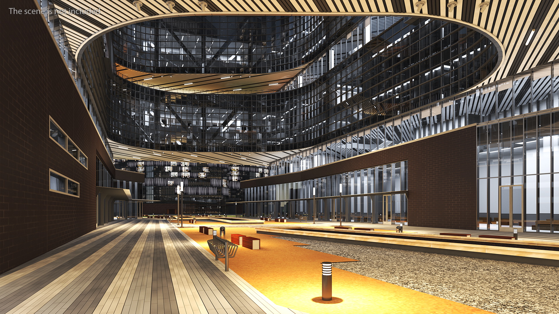 3D Modern Office Building Night Glow model