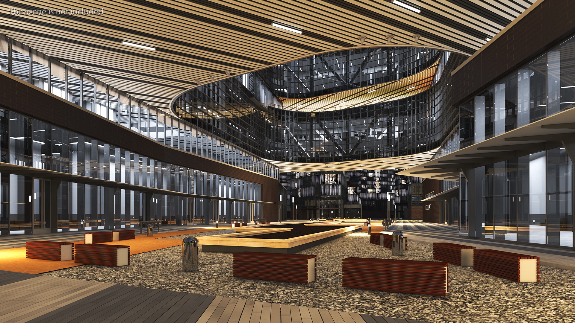 3D Modern Office Building Night Glow model