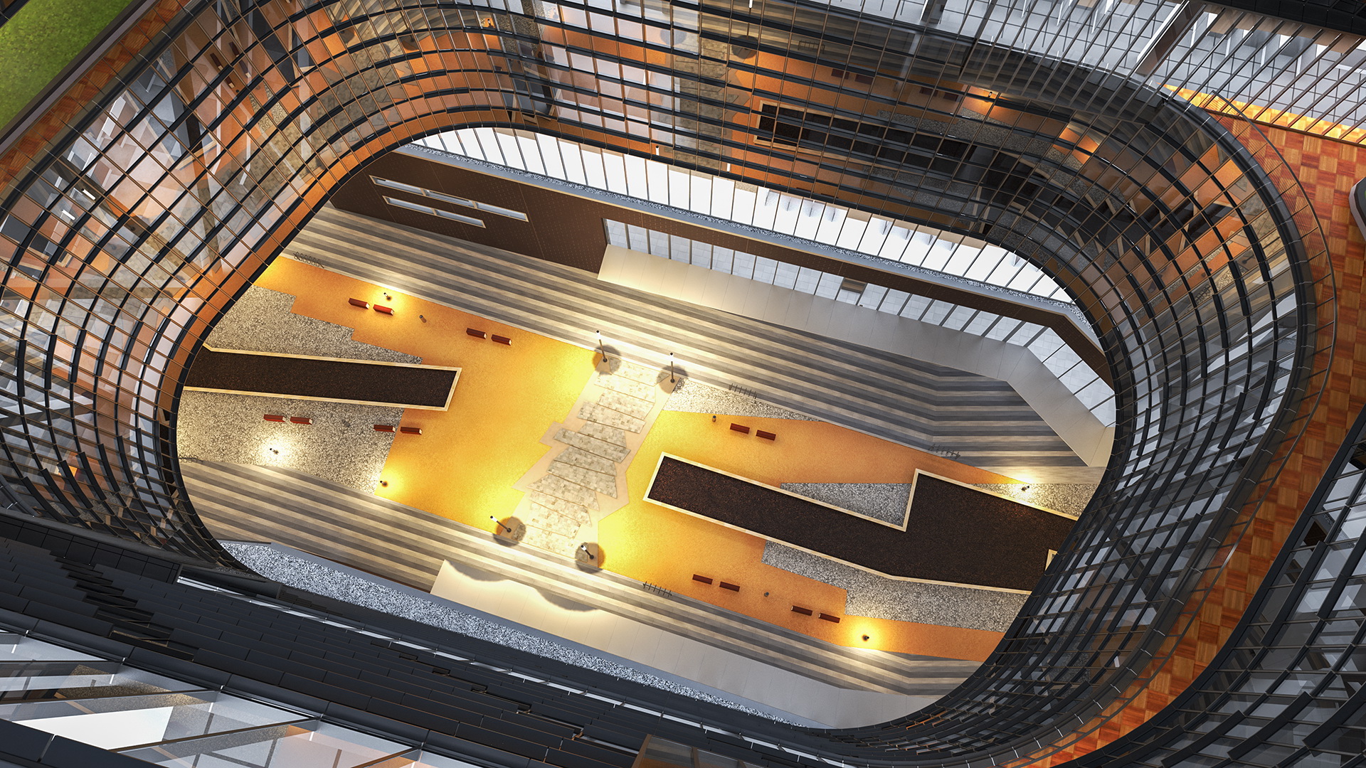 3D Modern Office Building Night Glow model